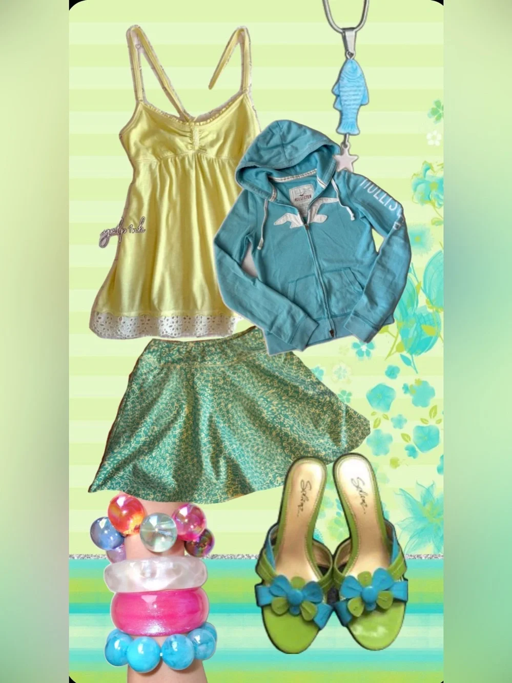 Funky aqua circle mini skirt